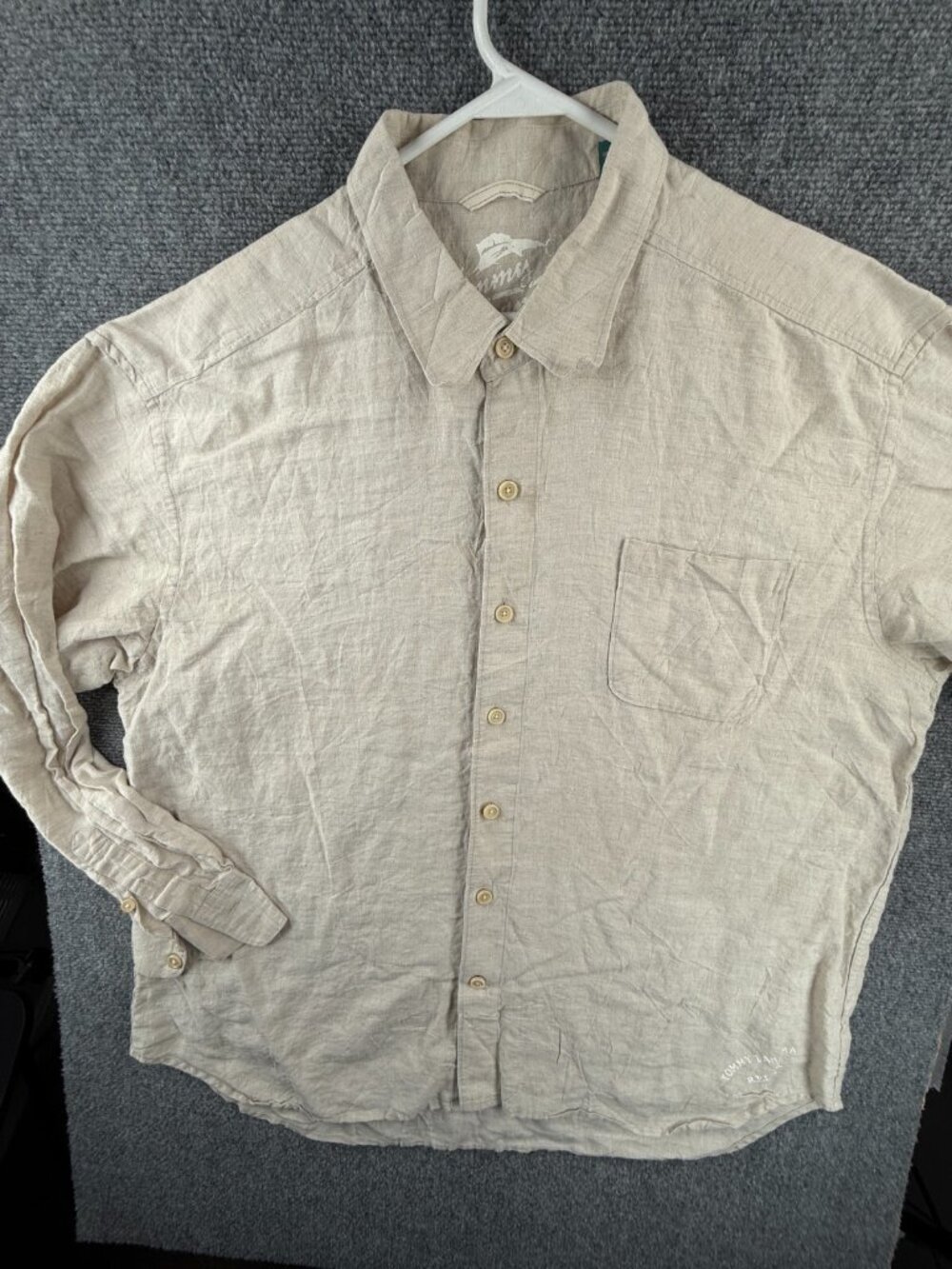Tommy Bahama All Linen Button Up Shirt Men Long Sleeve Beige 2XL Breathable